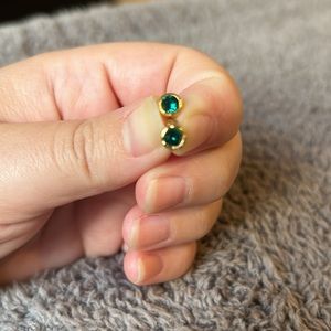 Green and Gold Stud Earrings